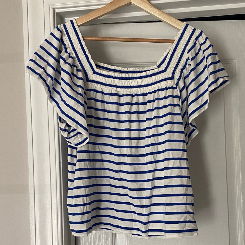 J. Crew Blue and White Striped Blouse